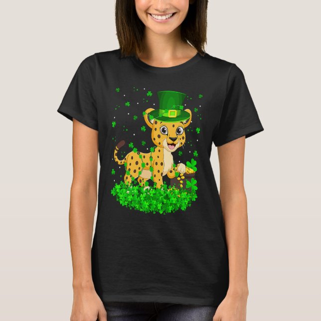 Camiseta Irish Shamrock Leprechaun Cheetah St Patrick's Day (Anverso)
