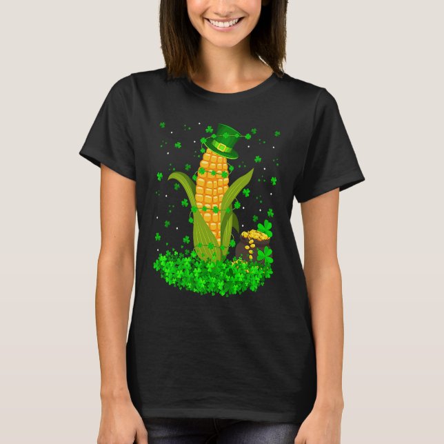 Camiseta Irish Shamrock Leprechaun Corn St Patrick's Day (Anverso)