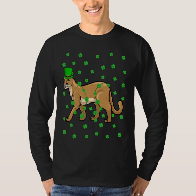 Camiseta Irish Shamrock Leprechaun Cougar St Patrick's Day (Anverso)