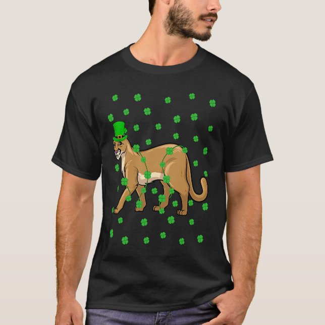 Camiseta Irish Shamrock Leprechaun Cougar St Patrick's Day (Anverso)