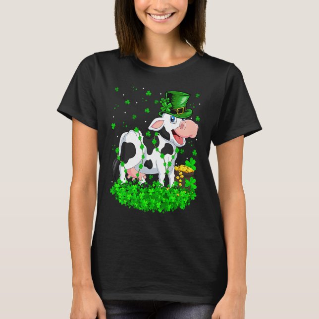 Camiseta Irish Shamrock Leprechaun Cow St Patrick's Day (Anverso)
