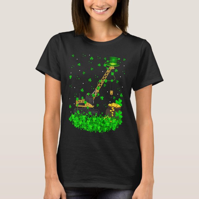 Camiseta Irish Shamrock Leprechaun Crane St Patrick's Day (Anverso)