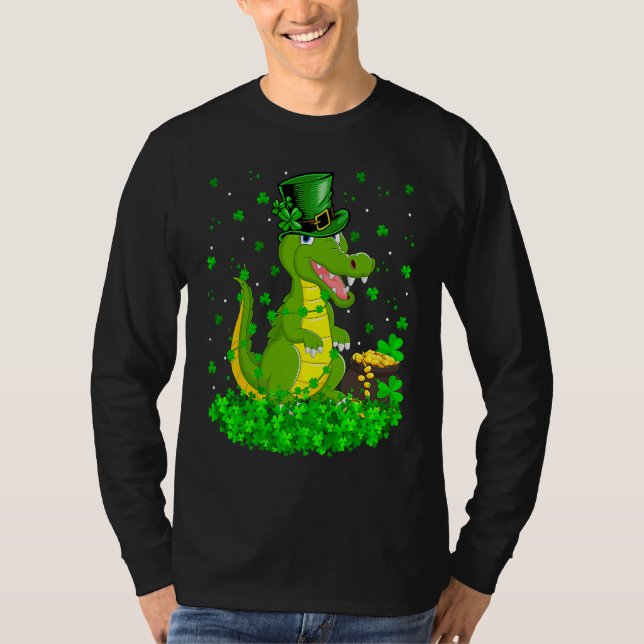 Camiseta Irish Shamrock Leprechaun Crocodile St Patrick's D (Anverso)