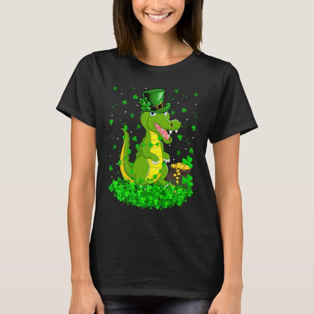 Camiseta Irish Shamrock Leprechaun Crocodile St Patrick's D (Anverso)