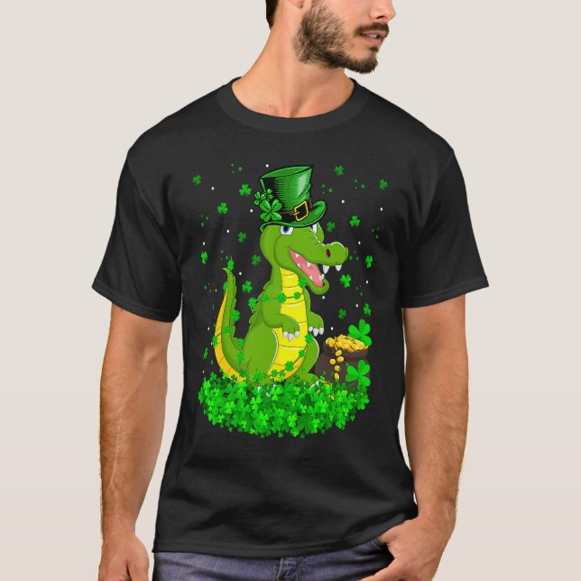 Camiseta Irish Shamrock Leprechaun Crocodile St Patrick's D (Anverso)
