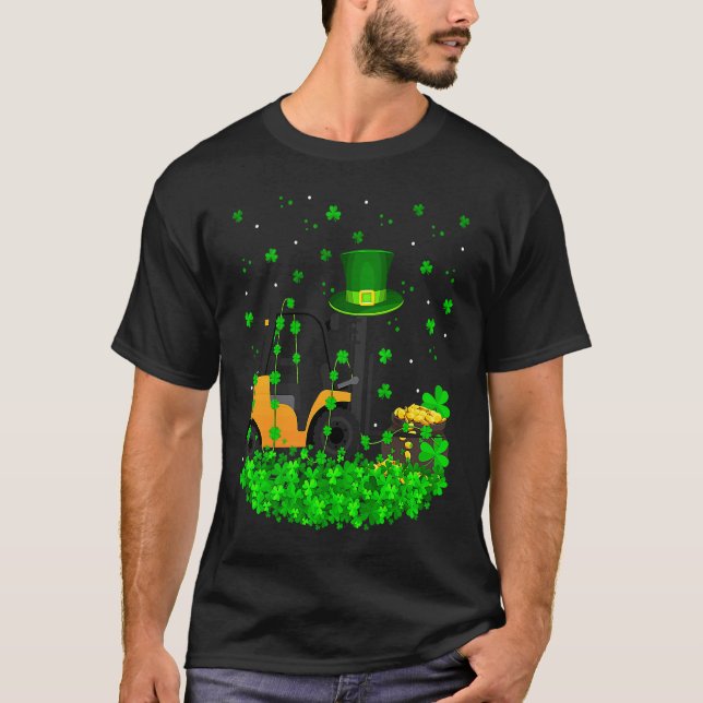 Camiseta Irish Shamrock Leprechaun Forklift St Patrick's Da (Anverso)