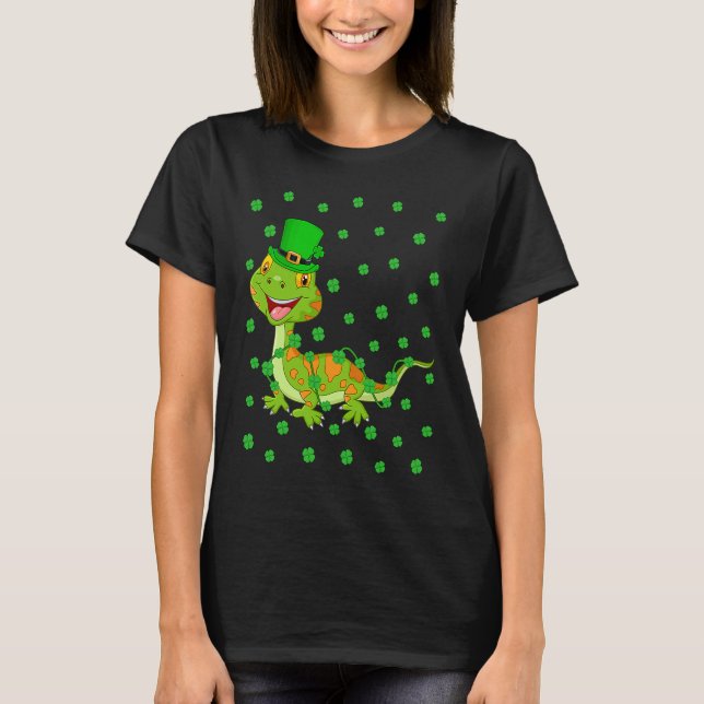 Camiseta Irish Shamrock Leprechaun Gecko St Patrick's Day (Anverso)