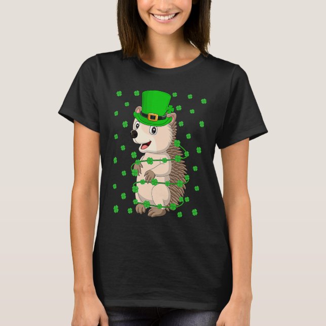 Camiseta Irish Shamrock Leprechaun Hedgehog St Patrick's Da (Anverso)