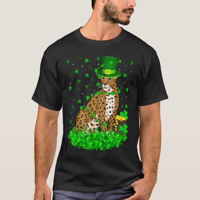 Camiseta Irish Shamrock Leprechaun Jaguar St Patrick's Day (Anverso)