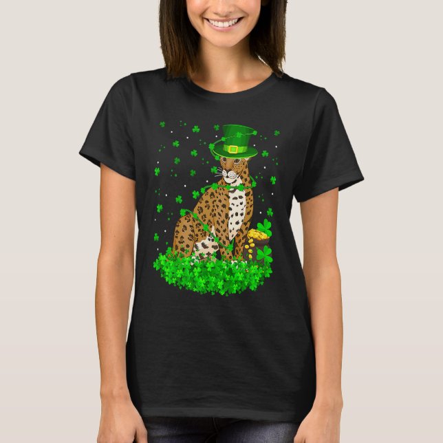 Camiseta Irish Shamrock Leprechaun Jaguar St Patrick's Day (Anverso)