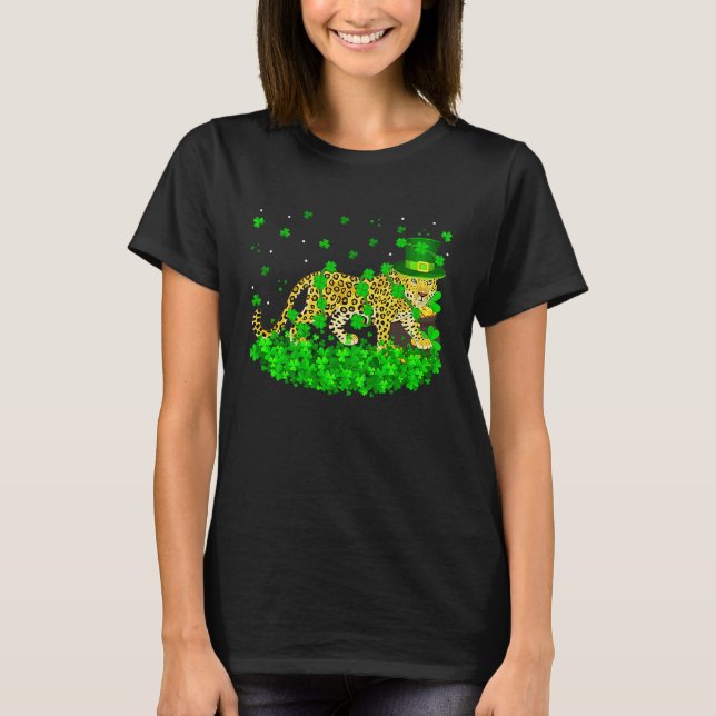 Camiseta Irish Shamrock Leprechaun Leopard St Patrick's Day (Anverso)