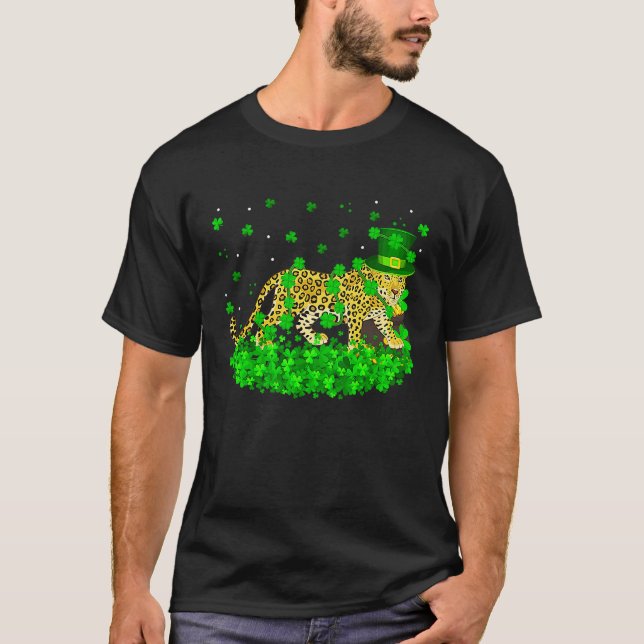 Camiseta Irish Shamrock Leprechaun Leopard St Patrick's Day (Anverso)