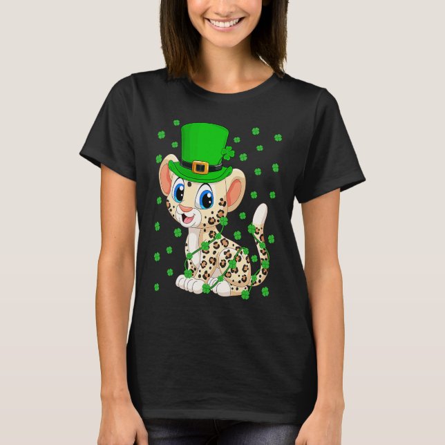 Camiseta Irish Shamrock Leprechaun Leopard St Patrick's Day (Anverso)