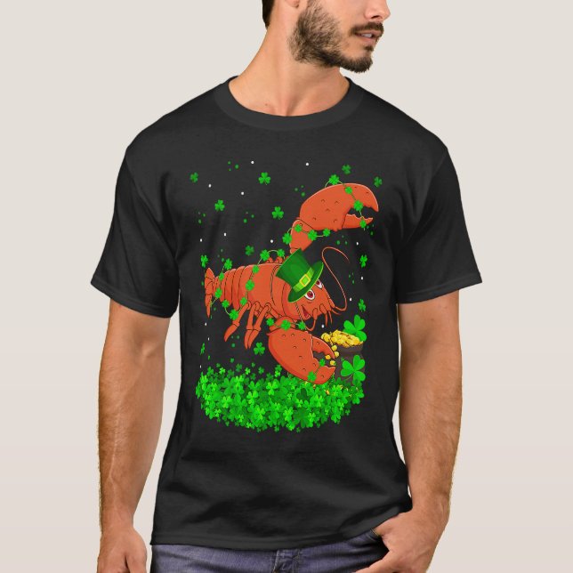 Camiseta Irish Shamrock Leprechaun Lobster St Patrick's Day (Anverso)