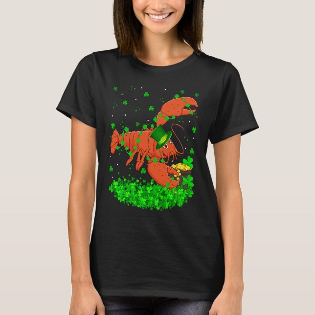 Camiseta Irish Shamrock Leprechaun Lobster St Patrick's Day (Anverso)