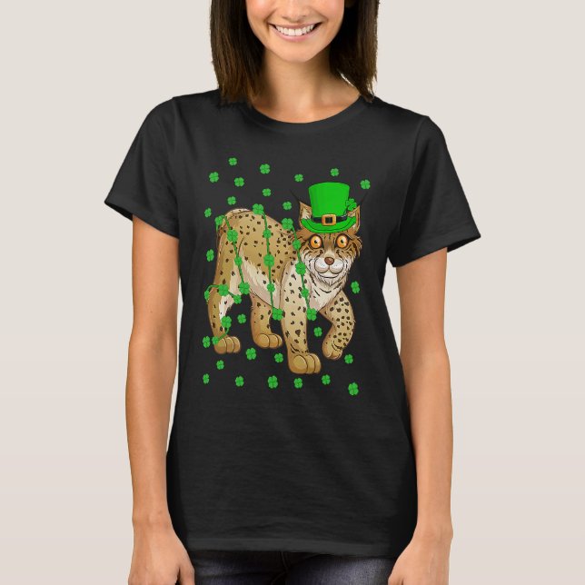Camiseta Irish Shamrock Leprechaun Lynx St Patrick's Day (Anverso)