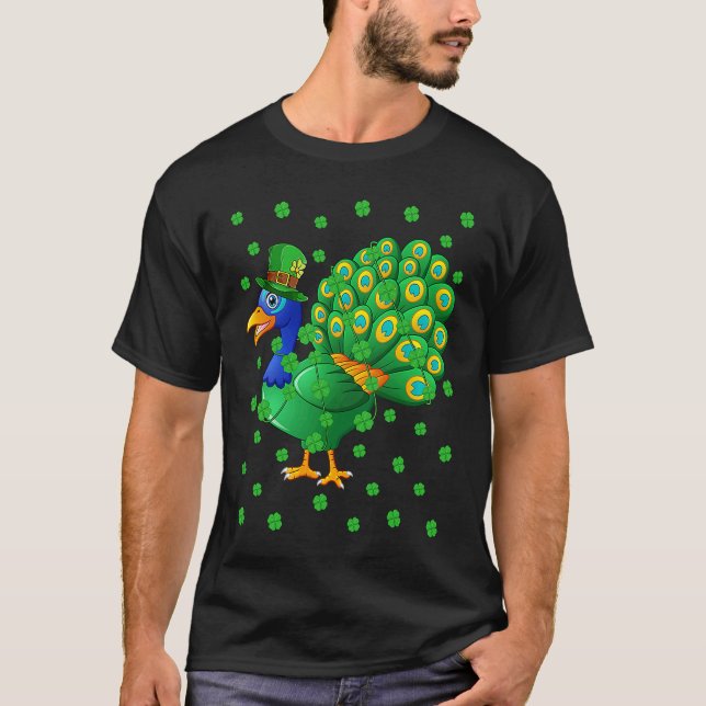 Camiseta Irish Shamrock Leprechaun Peacock Bird St Patrick' (Anverso)