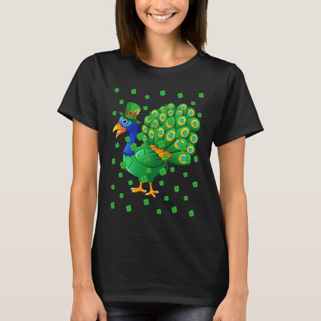 Camiseta Irish Shamrock Leprechaun Peacock Bird St Patrick' (Anverso)