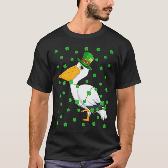 Camiseta Irish Shamrock Leprechaun Pelican Bird St Patrick' (Anverso)