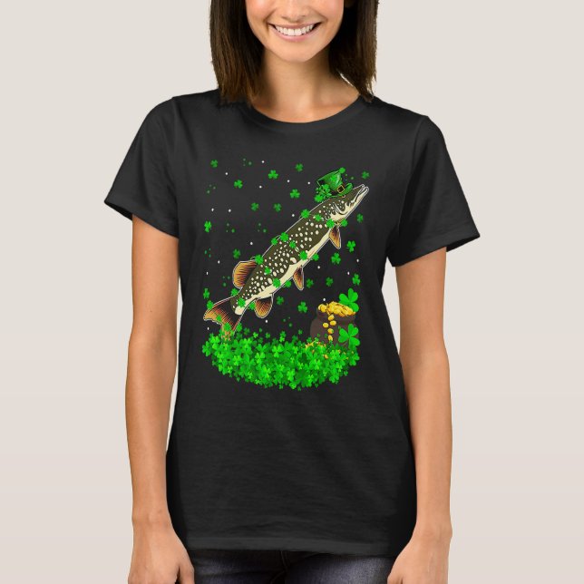 Camiseta Irish Shamrock Leprechaun Pike Fish St Patrick's D (Anverso)