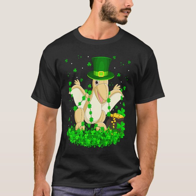 Camiseta Irish Shamrock Leprechaun Pterodactyl Bird St Patr (Anverso)