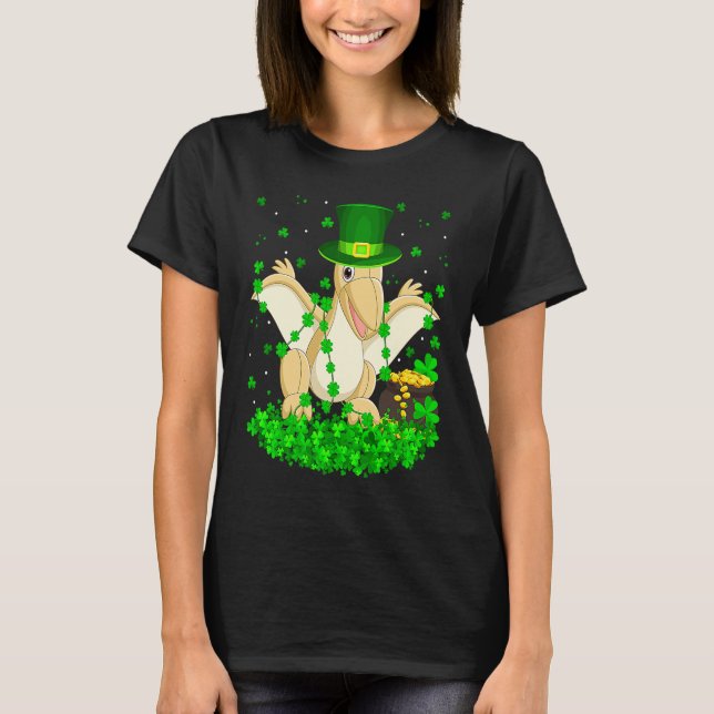 Camiseta Irish Shamrock Leprechaun Pterodactyl Bird St Patr (Anverso)