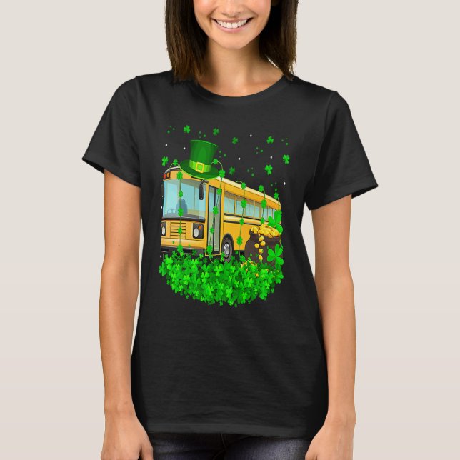 Camiseta Irish Shamrock Leprechaun School Bus St Patrick's  (Anverso)