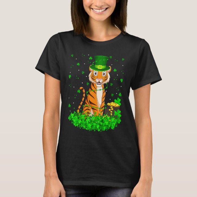 Camiseta Irish Shamrock Leprechaun Tiger St Patrick's Day   (Anverso)