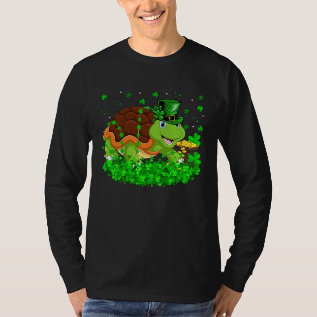 Camiseta Irish Shamrock Leprechaun Turtle St Patrick's Day (Anverso)