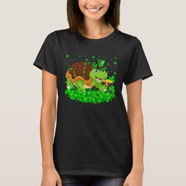 Camiseta Irish Shamrock Leprechaun Turtle St Patrick's Day (Anverso)
