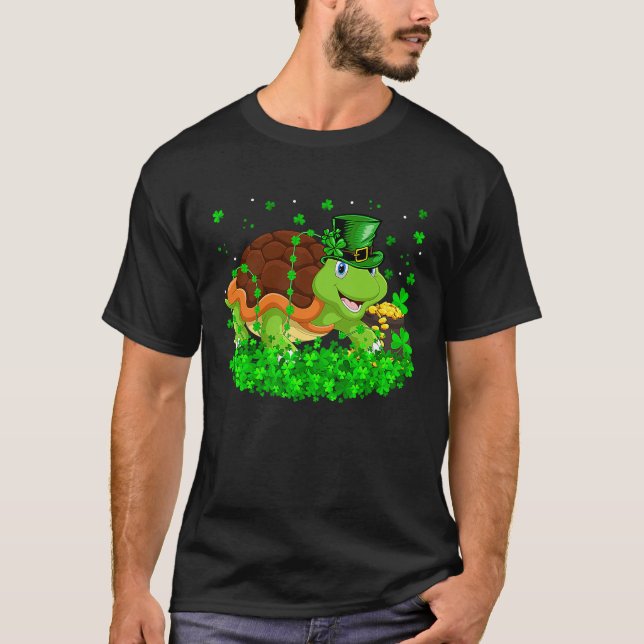 Camiseta Irish Shamrock Leprechaun Turtle St Patrick's Day (Anverso)