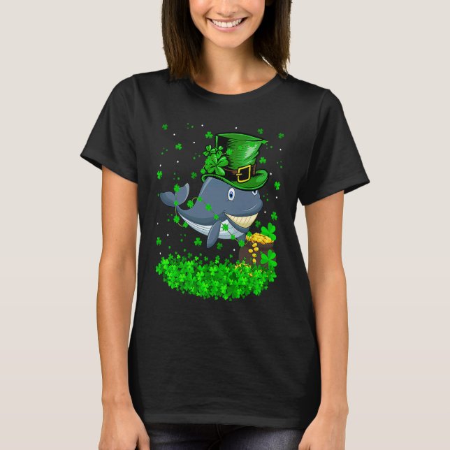 Camiseta Irish Shamrock Leprechaun Whale St Patrick's Day (Anverso)