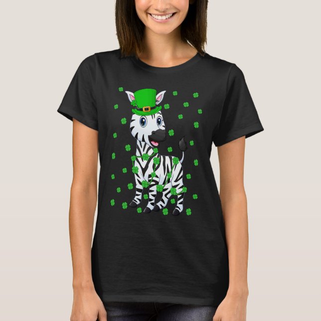 Camiseta Irish Shamrock Leprechaun Zebra St Patrick's Day (Anverso)
