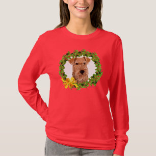 Camiseta Irish Terrier Holly Wreath