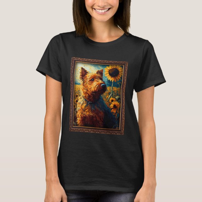 Camiseta Irish Terrier Painting Sunflower Flower Mom Women  (Anverso)