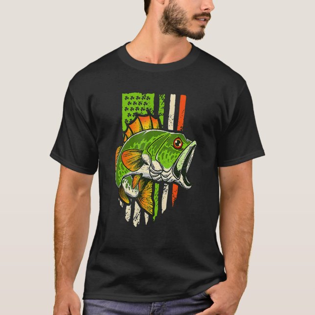 Camiseta Irish US American Flag Fishing Fish St Patricks Da (Anverso)