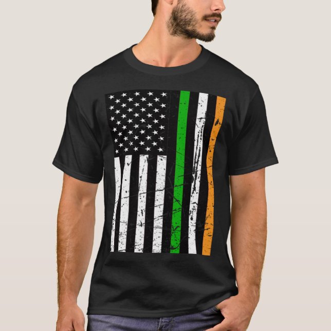 Camiseta Irish USA Flag Souvenir Distressed Ireland Adults  (Anverso)