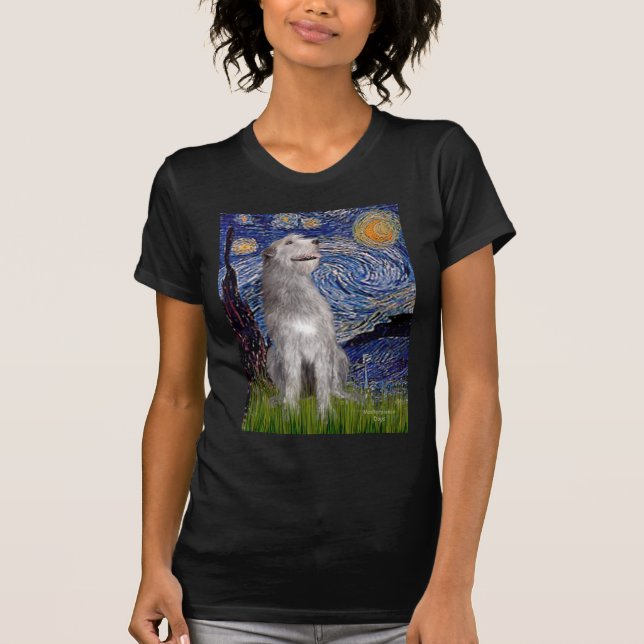 Camiseta Irish Wolfhound - Noche estrellada (Vertical) (Anverso)