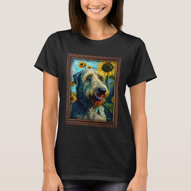 Camiseta Irish Wolfhound Painting Sunflower Flower Mom Wome (Anverso)
