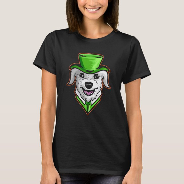 Camiseta Irish Wolfhound With Green Hat Neckerchief St Patr (Anverso)