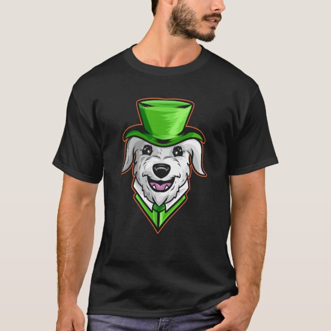 Camiseta Irish Wolfhound With Green Hat Neckerchief St Patr (Anverso)