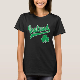 Camiseta Irlanda Sports Script Shamrock Green Print White O