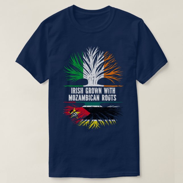Camiseta Irlandés crece con raíces mozambiqueñas bandera de (Diseño del anverso)