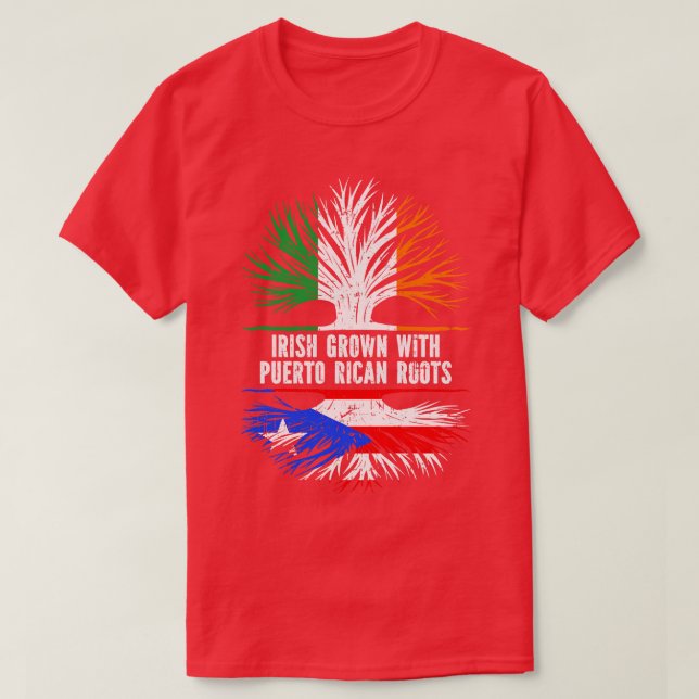 Camiseta Irlandés crece con raíces puertorriqueñas bandera  (Diseño del anverso)