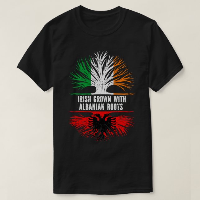 Camiseta Irlandés cultivado con raíces albanesas bandera de (Diseño del anverso)