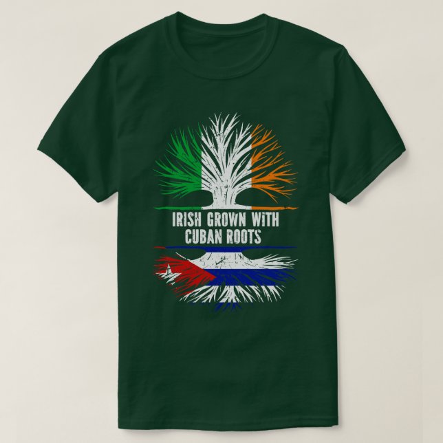 Camiseta Irlandés cultivado con raíces cubanas bandera de I (Diseño del anverso)