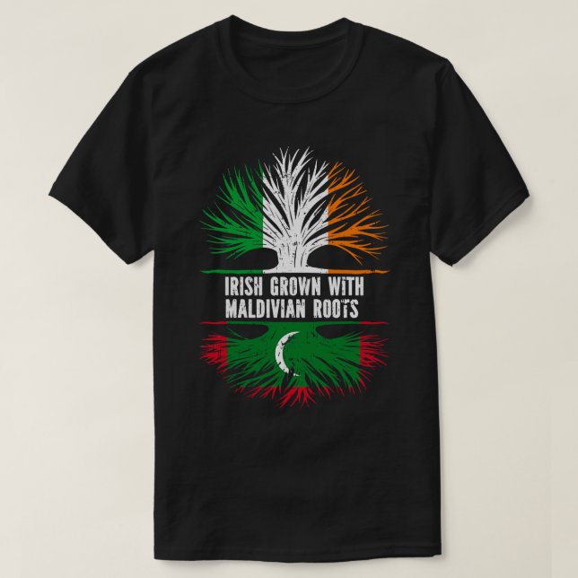 Camiseta Irlandés cultivado con raíces maldivas bandera de  (Diseño del anverso)