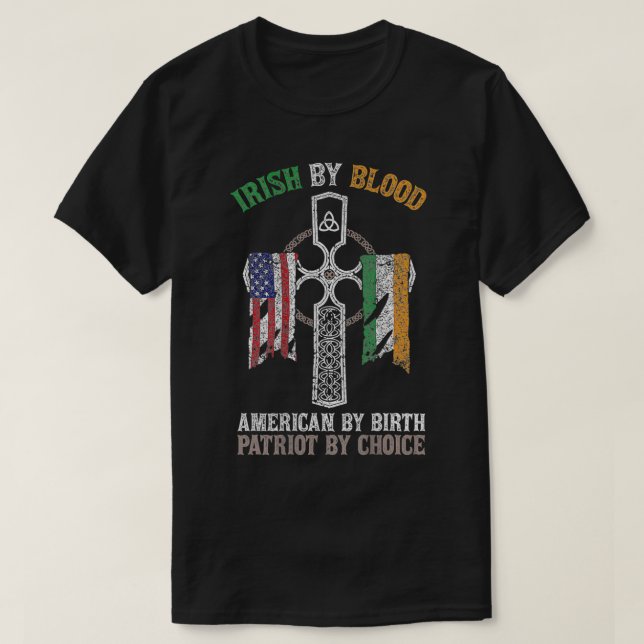Camiseta Irlandés De Blood American Por Nacimiento Patriota (Diseño del anverso)