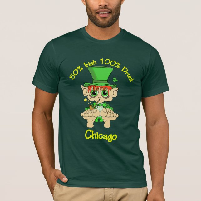 Camiseta irlandés del 50% el 100% Chicago borracha (Anverso)