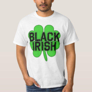 Camiseta Irlandés del negro con el trébol grande para el